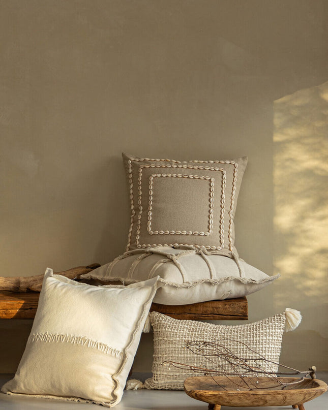 Antique Shell Weave Cotton Linen Pillow Cover—Natural Breathable