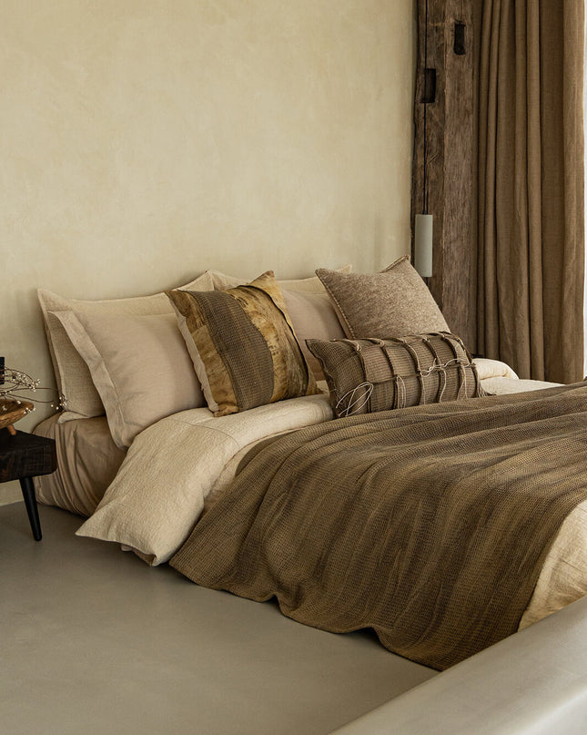 Antique Waffle Hemp Rope Cotton Waist Pillow Cover - Forest Green