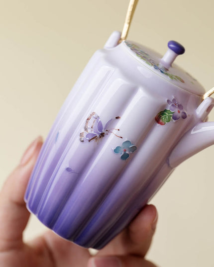 Japanese Lucky Butterfly Ceramic Tea Cup & Teapot Set