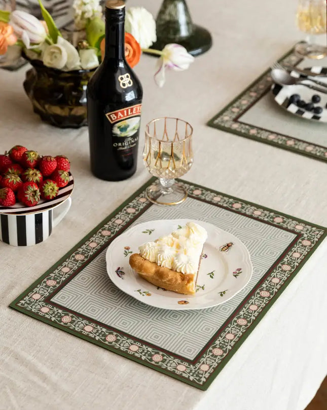 Geometric Print Leather Placemat Set