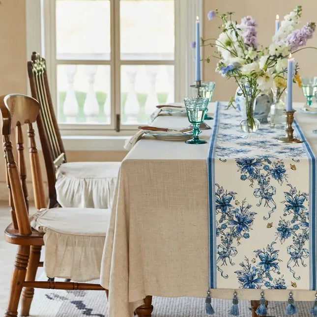 Blue Flower Table Runner