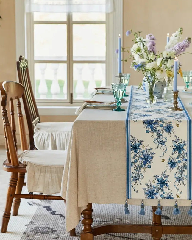 Blue Flower Table Runner