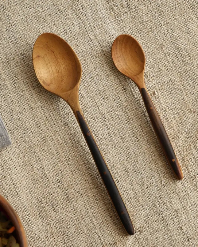 Ebony Wood Handle Table Spoon*2PCS