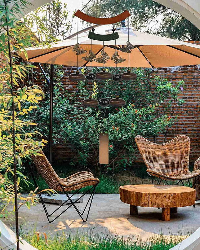 Butterfly Gold Copper Wind Chime - Memorial