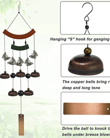 Butterfly Gold Copper Wind Chime - Memorial