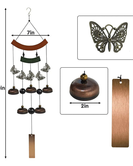 Butterfly Gold Copper Wind Chime - Memorial