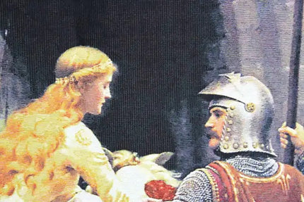 Edmund Blair Leighton God Speed Belgian Tapestry Wall Hanging