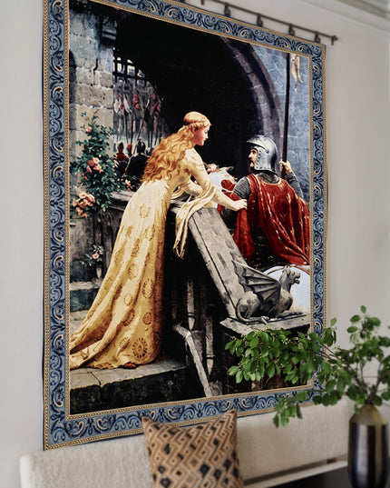Edmund Blair Leighton God Speed Belgian Tapestry Wall Hanging