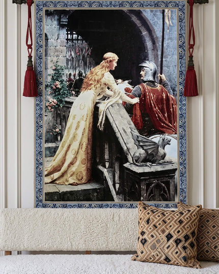 Edmund Blair Leighton God Speed Belgian Tapestry Wall Hanging