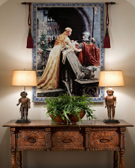 Edmund Blair Leighton God Speed Belgian Tapestry Wall Hanging