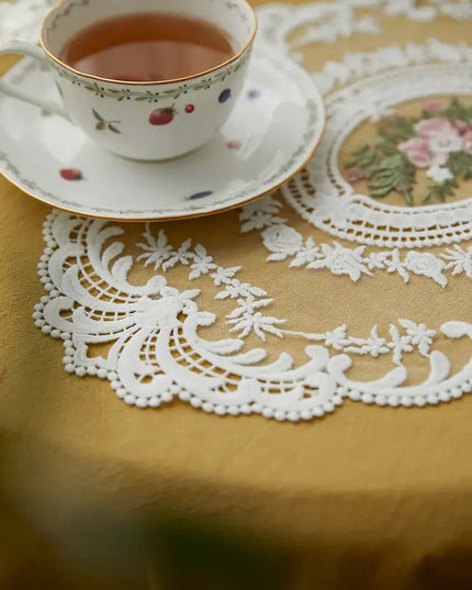 Embroidery White Placemat Set