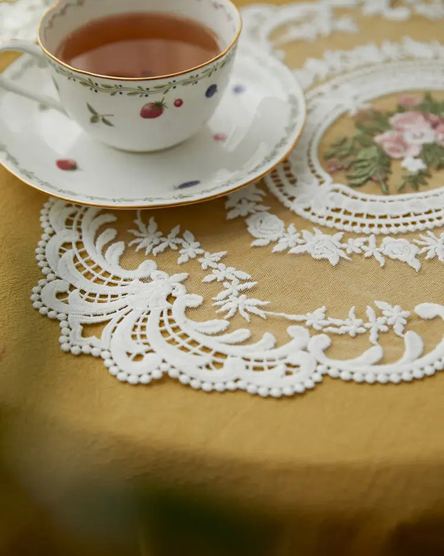 Embroidery White Placemat Set