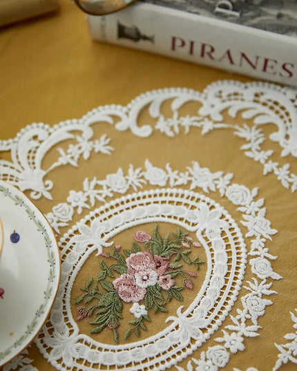 Embroidery White Placemat Set