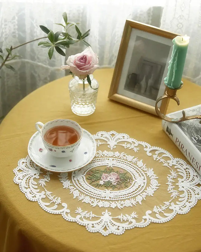 Embroidery White Placemat Set