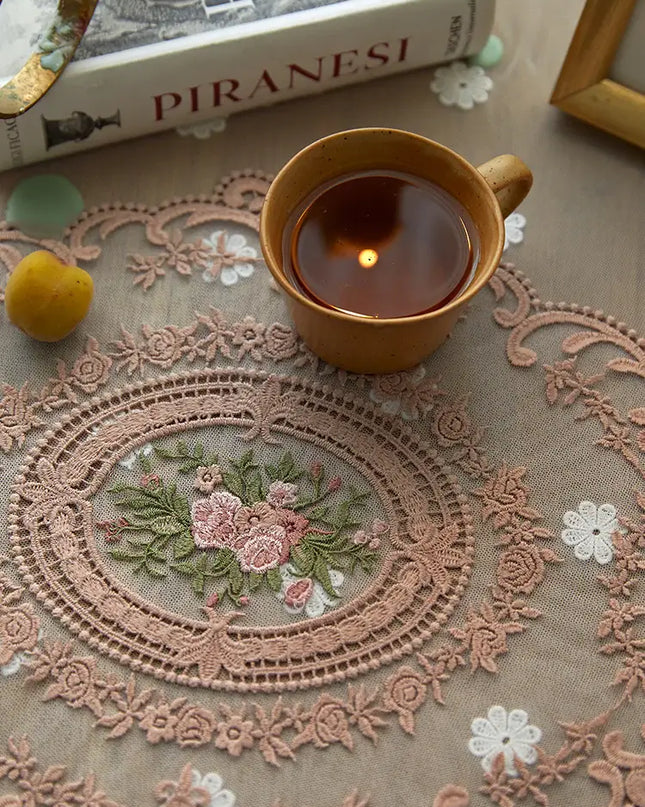 Embroidery Rose Placemat Set