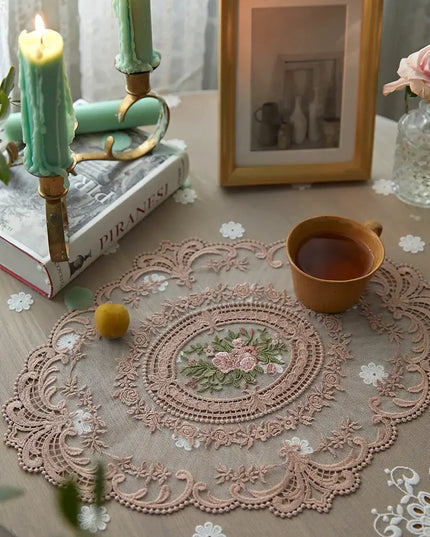 Embroidery Rose Placemat Set