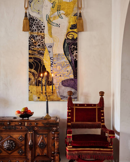 Gustav Klimt Watersnakes Belgian Jacquard Large Tapestry Wall Hanging