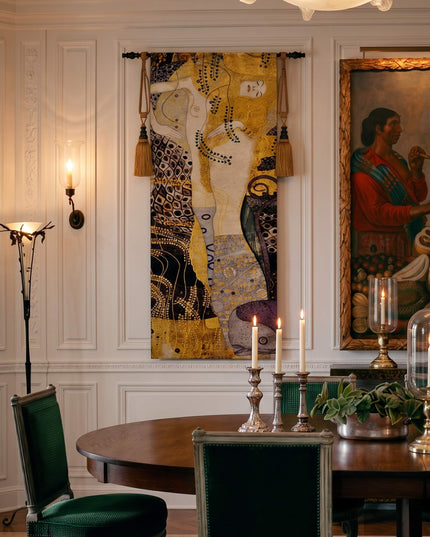 Gustav Klimt Watersnakes Belgian Jacquard Large Tapestry Wall Hanging