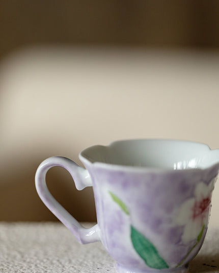Hand-Painted Lily Ceramic Coffee Cup Set