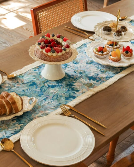Oil Painted Flower Table Runner
