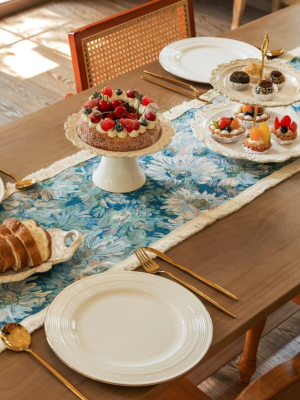 Oil Painted Flower Table Runner