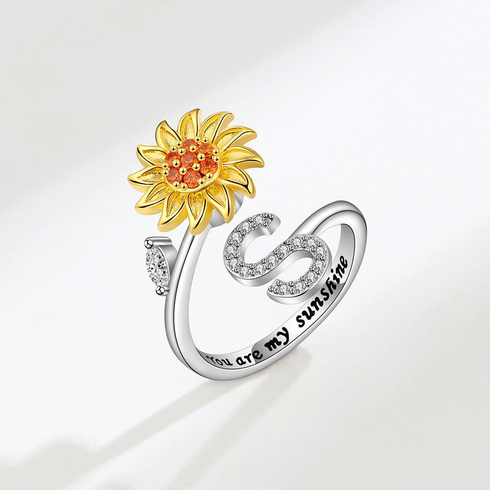 Sunflower Spinning Letter Ring