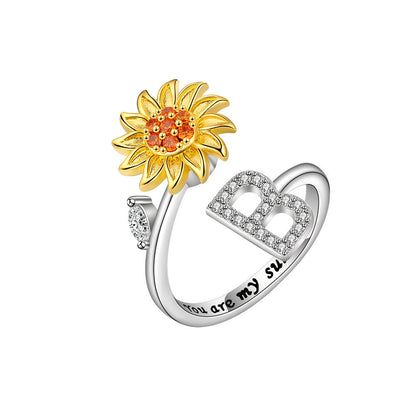 Sunflower Spinning Letter Ring