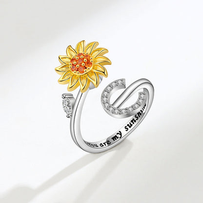 Sunflower Spinning Letter Ring