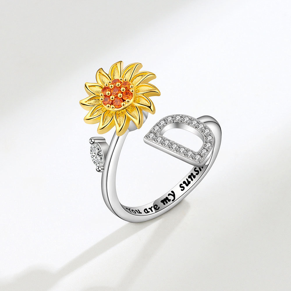 Sunflower Spinning Letter Ring