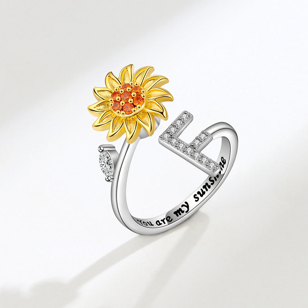 Sunflower Spinning Letter Ring