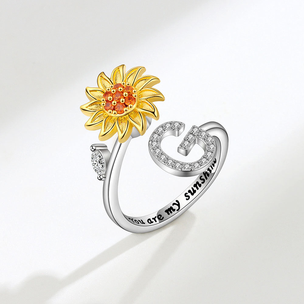 Sunflower Spinning Letter Ring