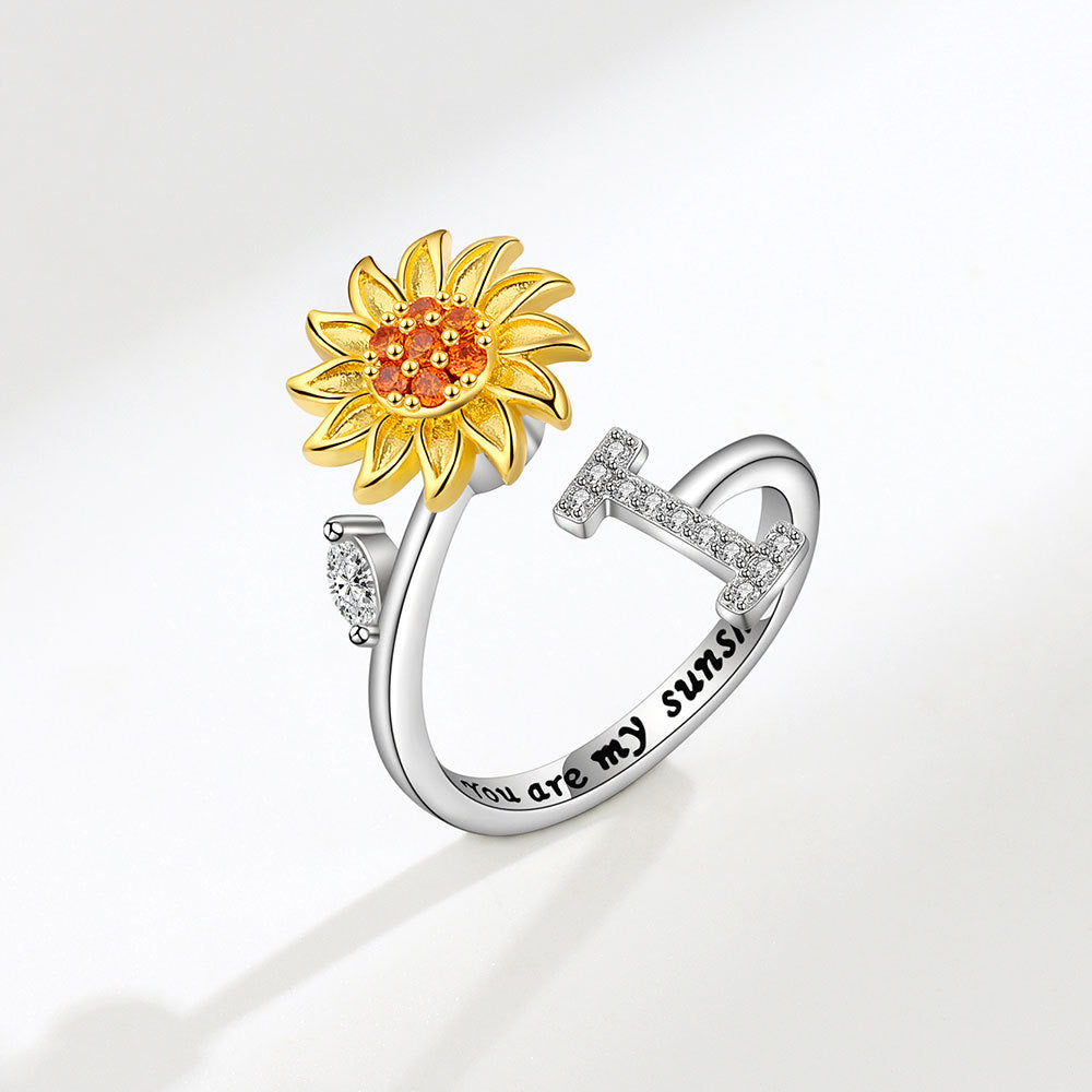 Sunflower Spinning Letter Ring