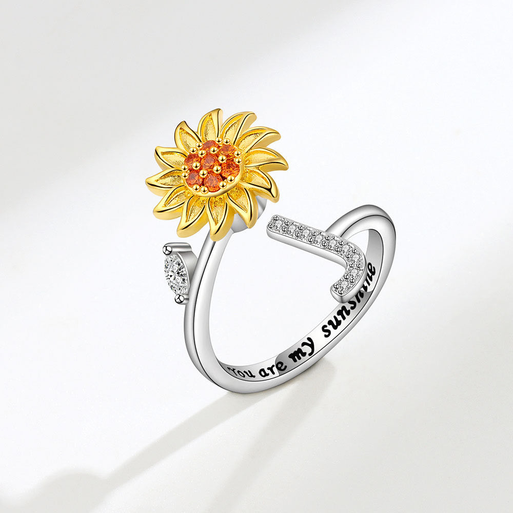 Sunflower Spinning Letter Ring