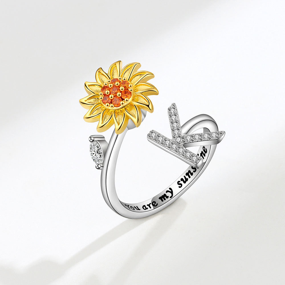 Sunflower Spinning Letter Ring