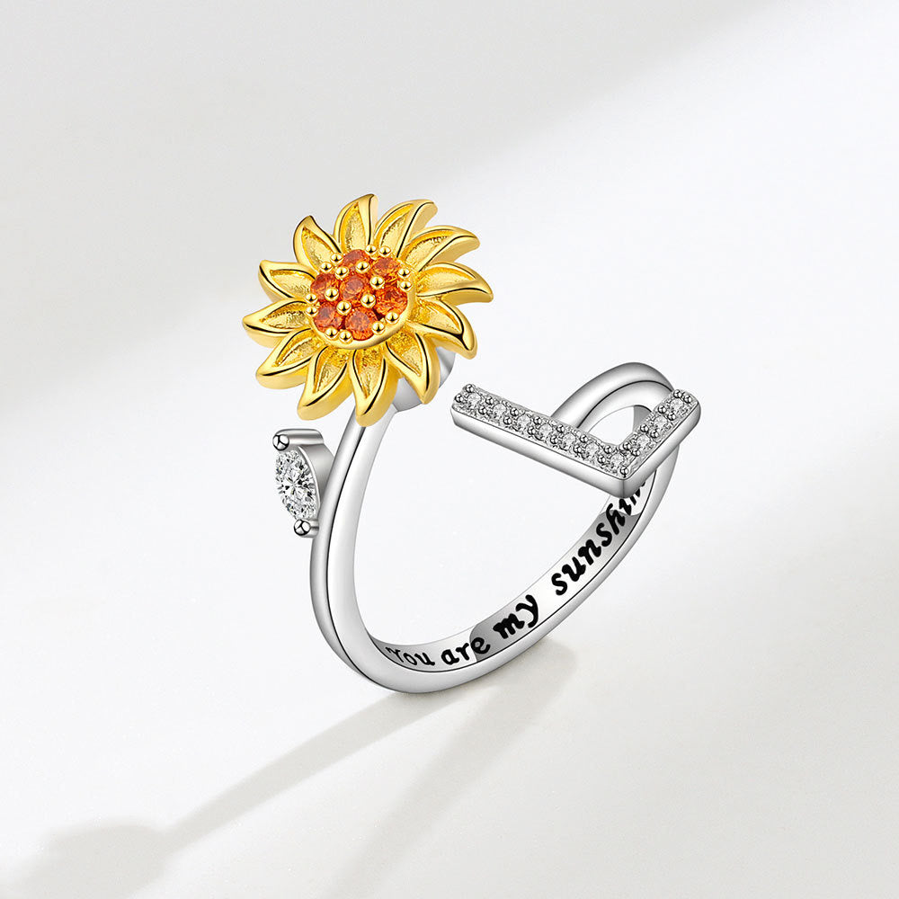 Sunflower Spinning Letter Ring