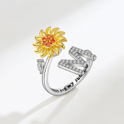 Sunflower Spinning Letter Ring