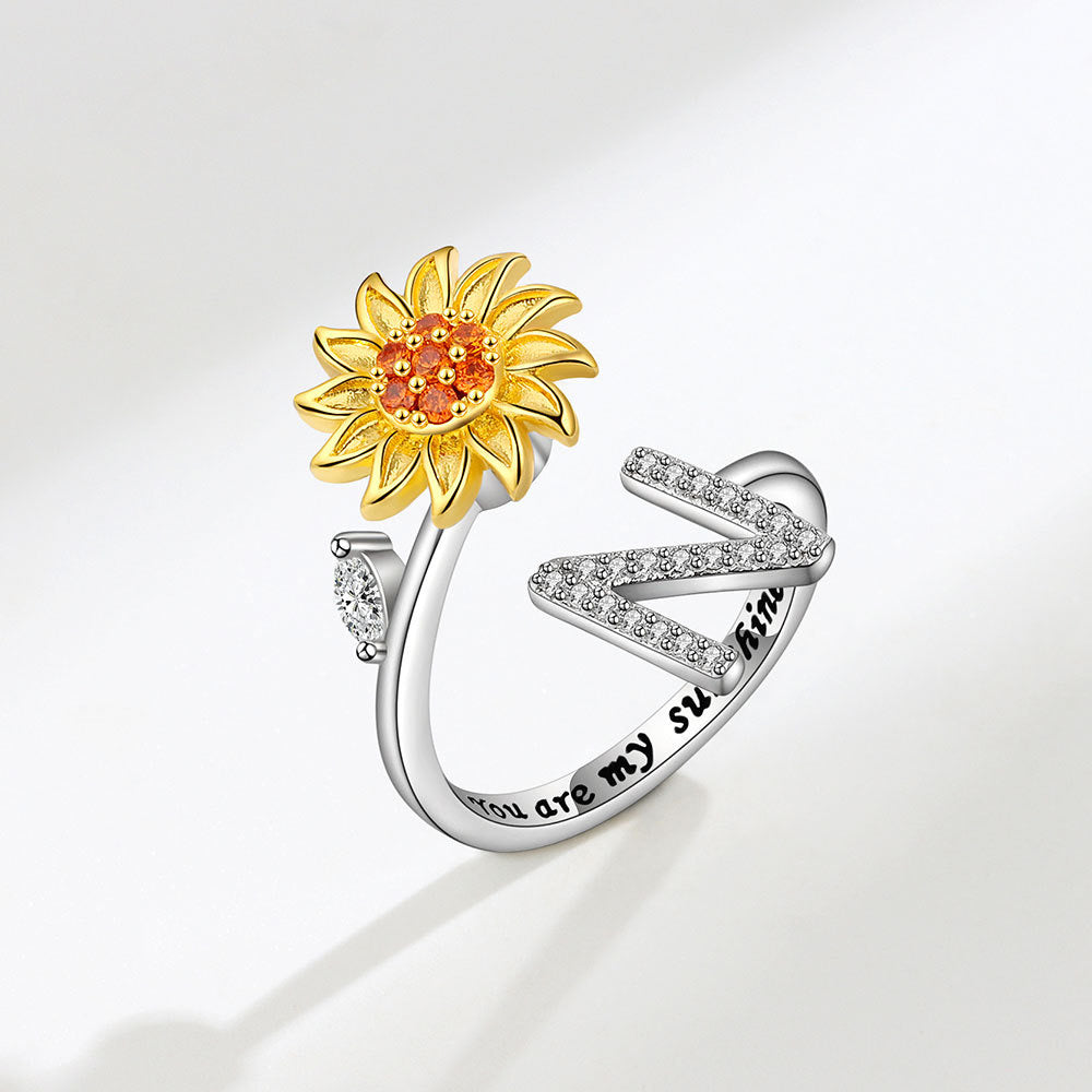 Sunflower Spinning Letter Ring