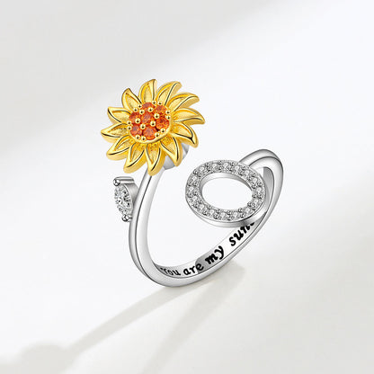 Sunflower Spinning Letter Ring