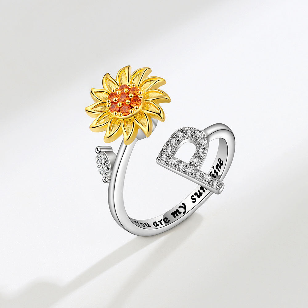 Sunflower Spinning Letter Ring