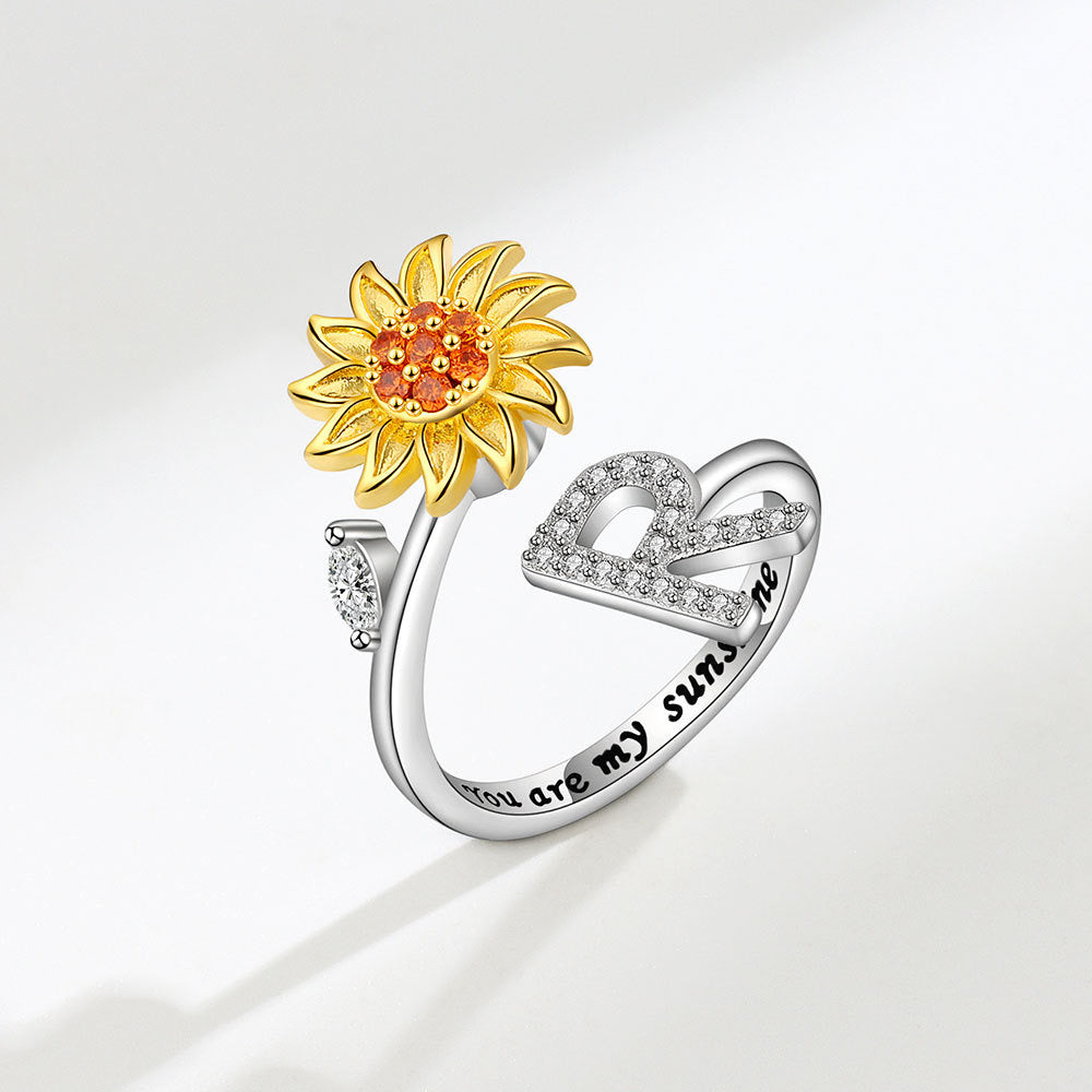 Sunflower Spinning Letter Ring