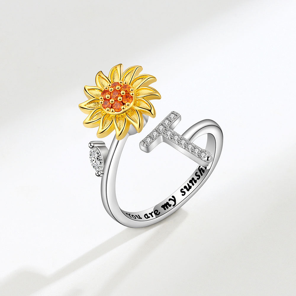 Sunflower Spinning Letter Ring