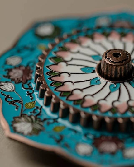 vintage Enamel Painted Lotus Incense Holder