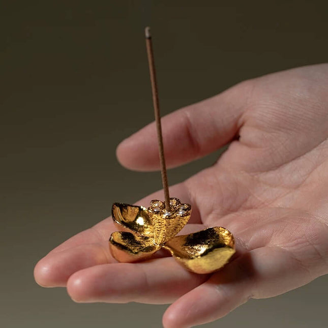 Handmade 18k Golden Lotus Petal Incense holder