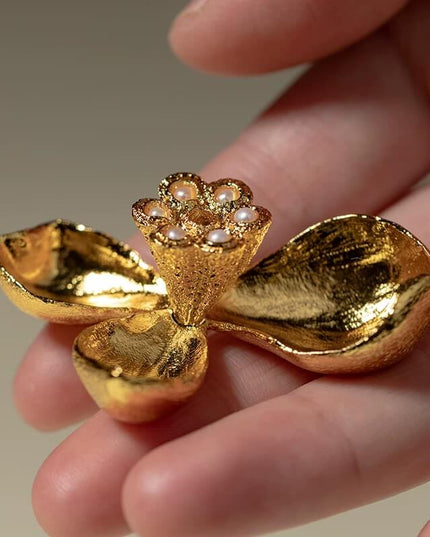 Handmade 18k Golden Lotus Petal Incense holder