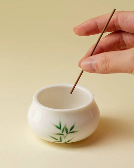 Hand Painted Bamboo Leaf Incense Holder