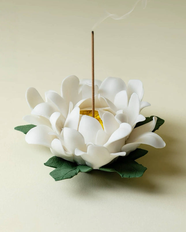 Handmade ceramic lily incense holder