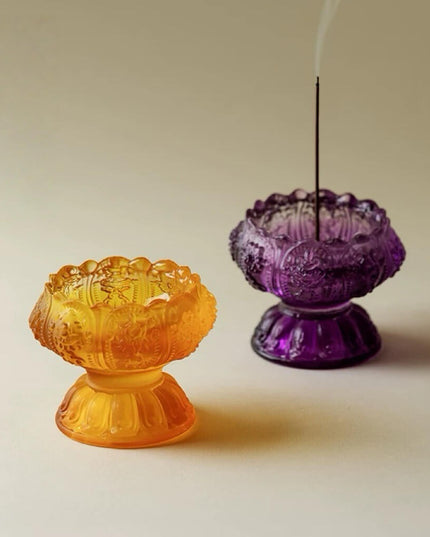 Handmade Glass Lotus Incense Holder