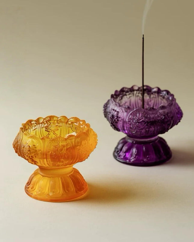 Handmade Glass Lotus Incense Holder