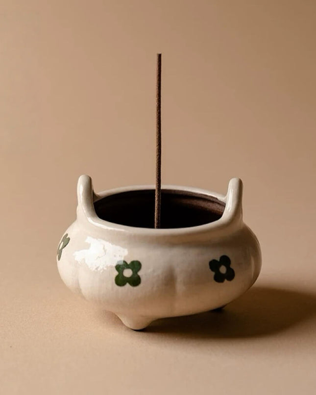 Japanese Hand Painted Four Leaf  Incense Holder