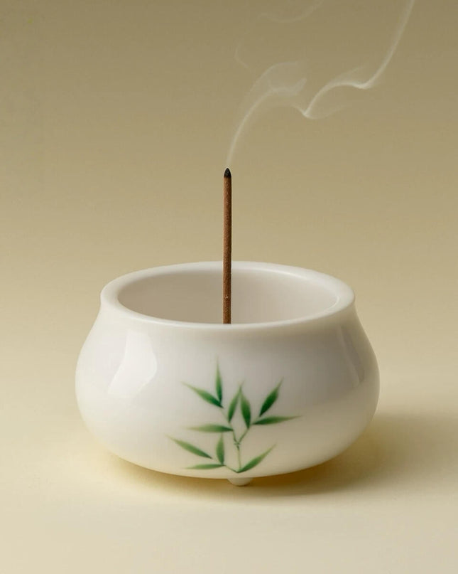 Hand Painted Bamboo Leaf Incense Holder